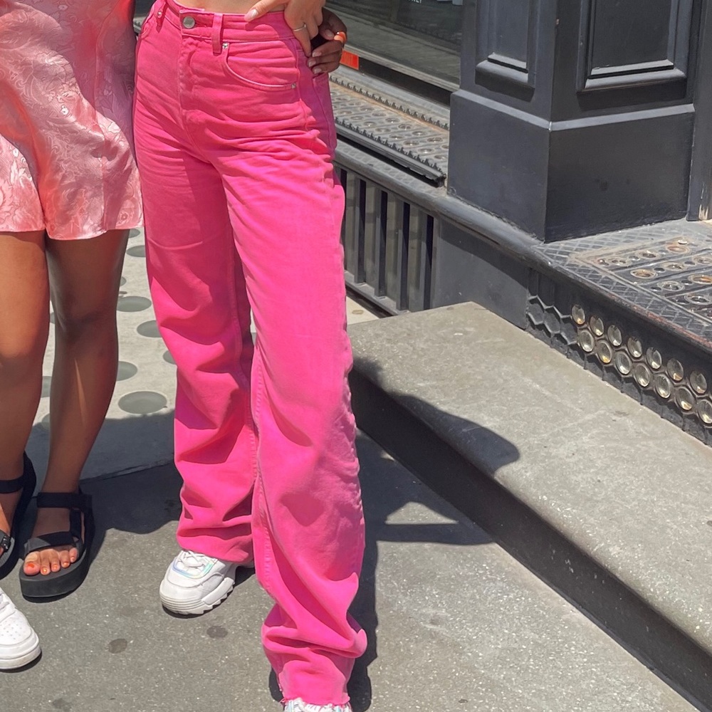 Zara wide fit hot pink jeans